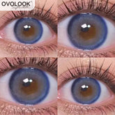 YICKYUE - 1 pair/2pcs Blue Lenses with Diopters Color Contact Lenses for Eyes Prescription Colored Eye Lenses with Free Lens Case