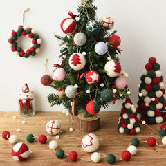 Christmas Tree Pendant Wool Ball Pendant Wool Felt Diy Xmas Home New Year Gift DIY Scene Layout Decor for Windows Gift Box
