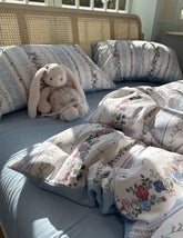 Yickyue - pastoral flower blue bedding set,twin full queen rustic floral cotton home textile bed sheet pillow case quilt cover