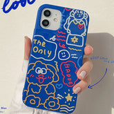 Graffiti line cute dog cool candy phone case for iphone x xr xs max 11 12 mini pro max 8 7 plus soft silicone cartoon cover capa