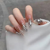 24Pcs/Box Charming Fake Nails Butterfly Press On Nails Long Sets Ballet Diamond Nail Patch Wearable Full Cover Nail Tips