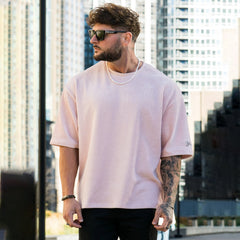 Hearujoy New Fashion Ribbed Sports T-Shirts Mens Letter Embroidery Short Sleeve O Neck Tee Top Summer Casual Loose Tshirt Streetwear Male