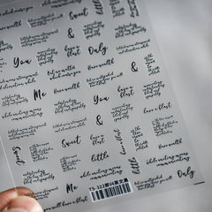 Impromptu English Letter Nail Art Stickers Decals Black White Sweet You Sliders Nail ornament Decoration Classic Design