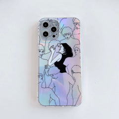 Art David Diy phone case silicone girl cover conque for iphone xr xs max 11 pro max 12 mini x 7 8 plus kiss capa shell