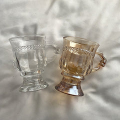 Amber Glass retro water cup embossed romantic girl heart glass milk tea cup juice cup wholesale
