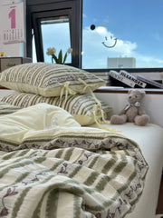 Fre Small Floral 8m Cotton Bedding Set Quilt Cover Pure Cotton Bed Canopy Four Piece Bedding Set Double Layered Weave