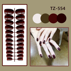 24pcs Reusable False Nail Artificial Tips Full Cover Decorated Short Round Press on Nails Art Fake Nail Without Box