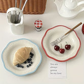 YICKYUE - 2pcs of 8.5-Inch French Lace Plates, Embossed Bead Dot Dinner Plates, Royal Dessert Plates, Vintage Flat Plates, Pastry Plates, Fruit Plates, And Serving Dishes.