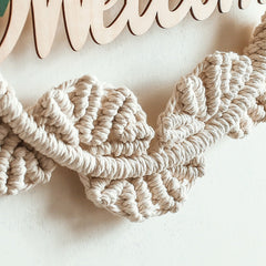 Artificial Flower Macrame Welcome Door Sign Macrame Wall Hanging Farmhouse Wreath Boho Home Decor Wedding Backdrop Christmas