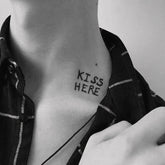 YICKYUE - Lasting KISS HERE Letter Fake Tattoo for Woman Man Neck Art Tattoo Sticker Sexy Temporary Tattoos Waterproof Tatuajes Temporales