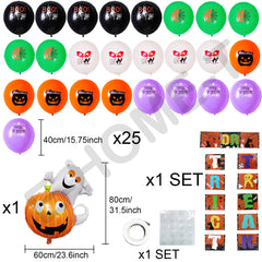 YICKYUE - Halloween Balloons Garland Kit Foil Balloons Door Couplet For Kids Halloween Theme Party Background Classroom Decorations Toys