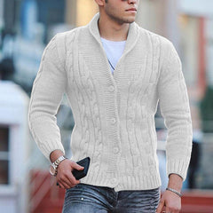 Hearujoy Fashion Solid jacquard Knitwear Men Long sleeved V-neck Button knitted cardigan Autumn Winter Slim Fit Tops Sweater Coat Male