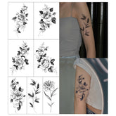 YICKYUE - 6/7pcs Disposable Sketch Drawings Temporary Tattoo Flowers Butterfly Dandelion Sticker Waterproof Body Art Daily Make Up