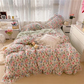 100%Cotton Single Queen Double size Bedding Sets for Girls Vibrant Flowers Down Comforter Cover Zipper Bed Sheet Pillow shams