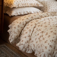 Double-layer Yarn Cotton Four-piece Cotton Lace Quilt Cover Pillowcase Small Floral Long Staple Cotton Three-piece Bedding