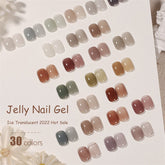 Yickyue Spring Summer New Nail Polish Jelly Semi Transparent Hybrid Varnish 8ml Nude Pink Ice Through Gel UV LED Nail Art Design Varnish