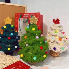 Yickyue Small Christmas Tree Ornaments 2024 Cute Crochet Christmas Tree Home Decoration Christmas Tree with Light Children Gift