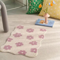 Yickyue Floral Tufting Rug Door Mat Soft Thick Fluffy Tuftted Door Floor Carpet Bathroom Absorbent Rug Toilet Kitchen Entrance F