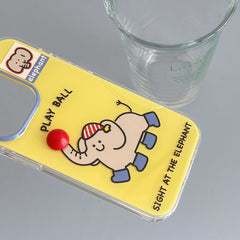 YICKYUE - Cute Cartoon Elephant Yellow Shell For Iphone 15 14Pro 15Pro 13 12 Pro Max 14 13ProMax Summer 3D Red Ball Funny Phone Case