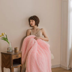 Yickyue New Winter Super Soft Warm Fur Blanket Fluffy Shaggy Blankets Bed Bedspread Beige White Warm Bedding Sheet Cozy Blanket