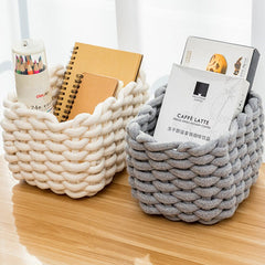 Cotton Rope Storage Basket Handmade Desktop Storage Box for Sundries Toy Underwear Organizer Fabric Clothes Laundry Basket