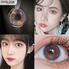 YICKYUE - 1 Pair/2pcs Super Lenses Blue Pink Purple Beauty Contact Lenses for Eyes Comestic Natural Eye Color Lens Myopia Yearly