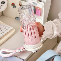YICKYUE - 650ml Kawaii Sakura And Panda Water Bottle With Filter Cute Tritan Sport Ice Coffee Tea Juice Cups Gym Bottle For Girl Women