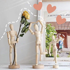 Articulated Human Model Wooden Man Joint Puppet Creative Art Desktop Ornaments DIY Hand Movable Puppet Flower Shelf