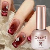 Yickyue Cat Magnetic Gel Nail Polish Semi Permanent Dynamic Glitte Reflective Red Blue Silver Effect Gel Polish Soak Off Nail Art UV Gel