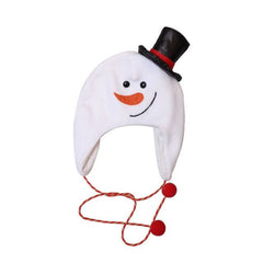 Christmas Adult Children Hat Kids Flannel Fabric Long Shoelace Cartoon Snowman Elk Cap Santa Hat Christmas Thick Fur Hat