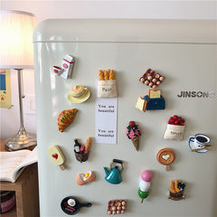 YICKYUE - Creative 3D Food Fridge Magnets Cute Bread Dessert Kitchen Fridge Sticker Home Decor Magnet Whiteboard Sticker Message Holder