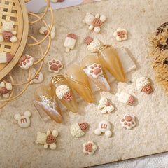 20Pcs/lot Kawaii Nail Art Charms Flower/Soft Bear Resin Parts Supplies Nail Kit Nail Art Decorations Cute Japan Accessories