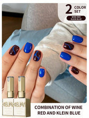 YICKYUE - Viral Duo Gel Set - Wine Red & Sapphire Brightening Nail Polish for Trendy Manicures