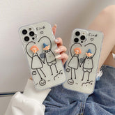 Handmade diy funny boy and girl 3d phone case for iphone 11 12 mini pro max xsmax x xr 8 7 plus silicone cover cute capa shell