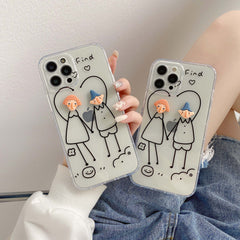 Handmade diy funny boy and girl 3d phone case for iphone 11 12 mini pro max xsmax x xr 8 7 plus silicone cover cute capa shell