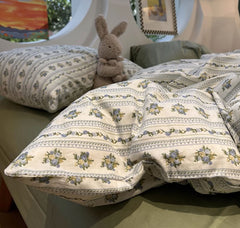 YICKYUE - French vintage blue green flower bedding set 1.2 1.5 1.8,twin full queen cotton home textile bed sheet pillow case quilt cover