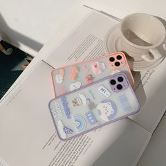 Cute cartoon 3D Relif bear phone case for iphone 11 Pro Max 7 8 plus XR X XS MAX case hard transparent cover fundas back soft