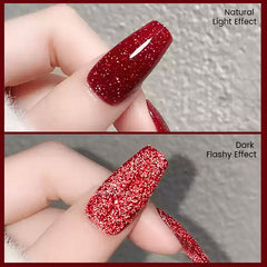 YICKYUE - 15ml Red Reflective Shining Nail Gel Polish Sparkling Semi Permanent Soak Off UV Gel Glitter DIY Nail Art for Winter