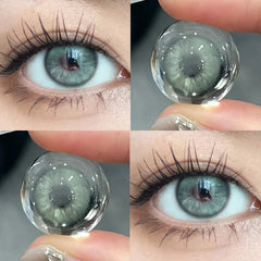 YICKYUE - 2pcs Color Contact Lenses With Myopia Diopter-0.00~ -8.00 Blue Nature Beauty Pupil Makeup Green Eye Free Shipping