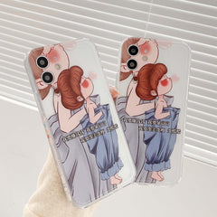Rich girl woman cute silicone phone case for iphone x xr xs max 7 8 plus 11 12 mini pro max se cover shell funda