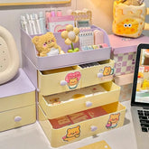 YICKYUE - Desktop Storage Box Rack Organizer Drawers Desk Organizer Storage Box Home Decor Kawaii Make Up Cosmetics Organizer Cute School