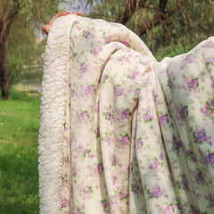 Yickyue Ins Floral Flower Winter Blanket Thickened Milk Velvet Cover Blanket Shawl Cover Leg Plush Coral Lamb Blanket Office Nap Blanket