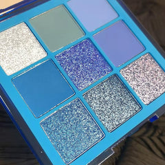 YICKYUE - 9 Colors Makeup Green Eyeshadow Pallete Blue Eyeshadow Palette Shimmer Glitter Matte Shades Neon Shiny Eye Shadow Eye Pigments