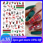 Merry Christmas 3D Nails Sticker Winter Snowflake Elk Xmas Trees Cartoon Adhesive Sliders Nail Art Accessories Decals BEF797-801