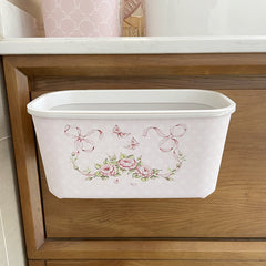 YICKYUE - Small Wall Hanging Trash Can Bathroom Leather Plastic Storager Kitchen Desktop Waste Bin Wastebasket Cloakroom Storage Box
