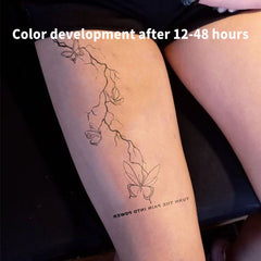 YICKYUE - Dark Line Butterfly Herbal Juice Tattoo Stickers Sexy Hot Girls Arm Thigh Waterproof Temporary Tattoos Fake Tatto Cool Stuff Y2K