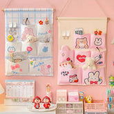 Pink Cute Wall storage bag behind the door Wall-mounted multi-layer storage closet storage bag closet organizer