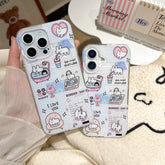 YICKYUE - ins Sparkling Cute Cartoon Little White Dog Star Blue Grid Pattern Phone Case for iPhone 16 15 14 13 Pro Max Back Cover Fund