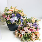 Silk Artificial Rose Flowers Cheap Autumn Decoration White Wedding Home Christmas Fall Fake Flower Bouquet Craft Wreath Supplies