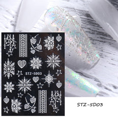 5D Acrylic White Wedding Nail Design Embossed Flower Lace Nail Stickers Decals French Manicure Decor Winter Sliders CHSTZ5D09-16